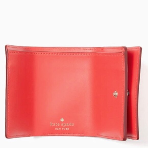 NWT - Kate Spade Staci Vibrant Red Micro Tri Fold Snap Wallet - Picture 3 of 17